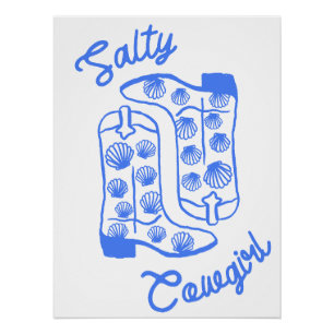 Zout Cowgirl Poster - Bold Westerne muurkunst