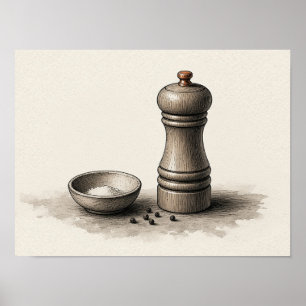 Zout- en pepermuurdecoratie Keuken Stilleven Poste Poster