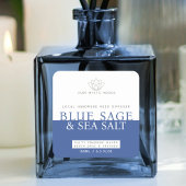 Zout en zee salie blauw riet diffuser productetike vierkante sticker
