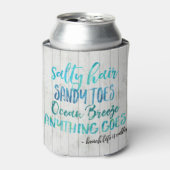 Zout haar zandtenen Ocean Beach Quote Can Blikjeskoeler (Blikje Voorkant)