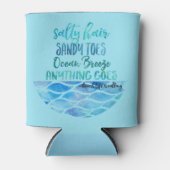 Zout haar zandtenen Ocean Beach Quote Can Blikjeskoeler (Voorkant)