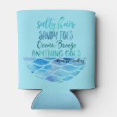 Zout haar zandtenen Ocean Beach Quote Can Blikjeskoeler (Achterkant)