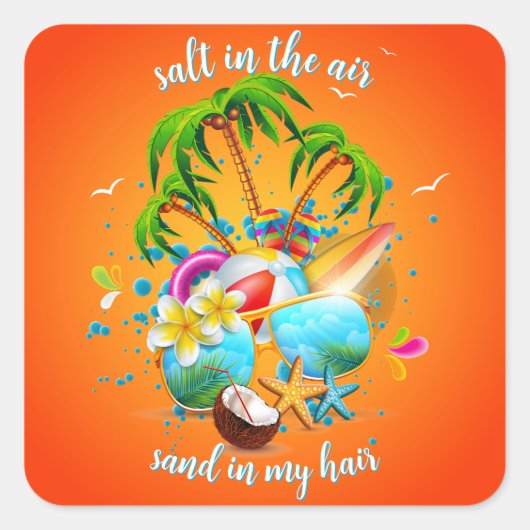Zout in de lucht vierkante sticker (Voorkant)