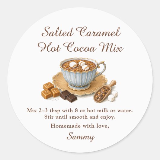 Zout Karamel Warme Chocolade Mix Cadeau Etiket (Voorkant)