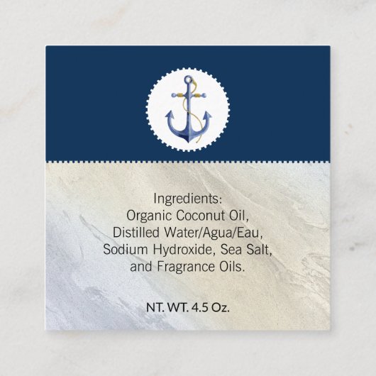 Zout klei maritieme strand handgemaakte ambachts t vierkante visitekaartje (Achterkant)