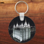 Zout Lake City LDS Temple 's nachts. Sleutelhanger (Voorkant)