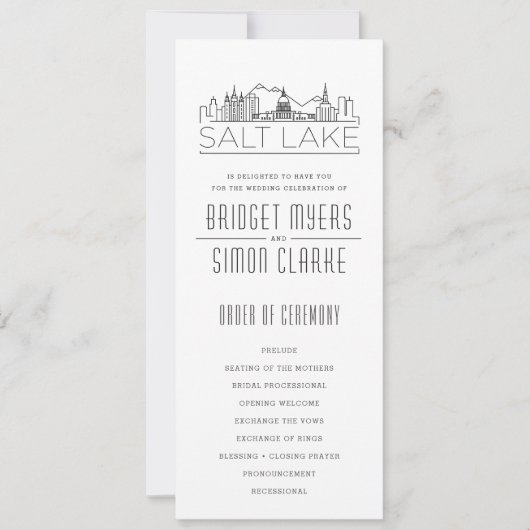 Zout Lake City Stylized Skyline | Weddenschap-prog Kaart (Voorkant)