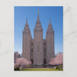 Zout Lake City-tempel in de lente. Briefkaart