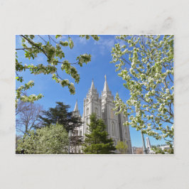 Zout Lake City-tempel in de lente. Briefkaart