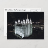 Zout Lake City Temple 's nachts. Briefkaart (Voorkant / Achterkant)