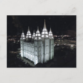 Zout Lake City Temple 's nachts. Briefkaart