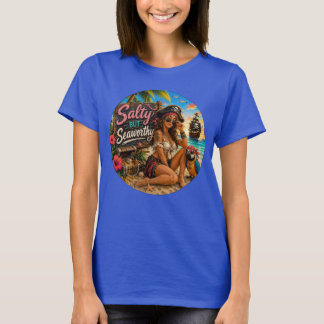 Zout Maar Zeewaardig Grappige Piraat Strand T-shirt