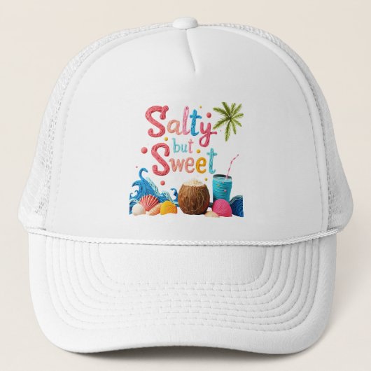 Zout maar Zoet - Leuke Strand-Thema Trucker Pet (Voorkant)