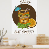 Zout maar zoet, Tiki Cocktail met Quote, Grappig Poster (Keuken)