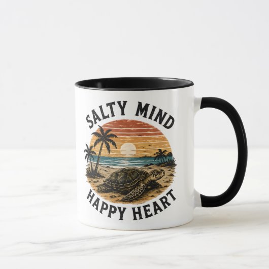 Zout Mind Zeeschildpad Strand Zonsondergang Kunst Mok (Rechts)