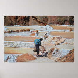 Zout oogsten in Maras, Peru Poster