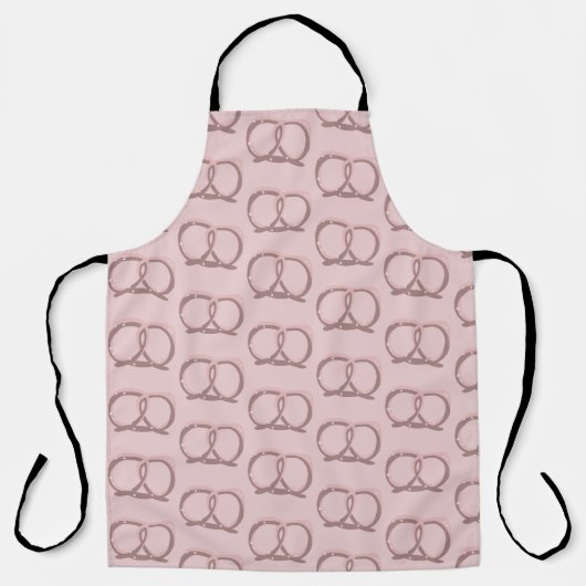 Zout Patroon Gedraaide Pretzel Roze Keuken Schort (Voorkant)