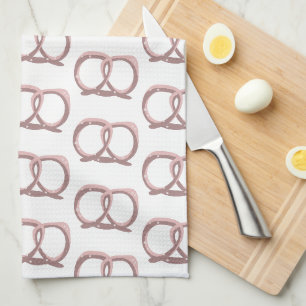 Zout Patroon Roze Gedraaide Pretzel Theedoek