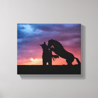 Zout rivierwild paardenzonsonderstel 10x8 Verwater Canvas Afdruk