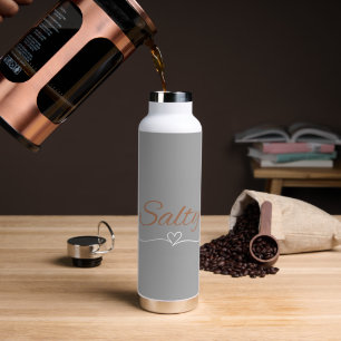 Zout script met hartelijke krul, verjaardagscadeau waterfles