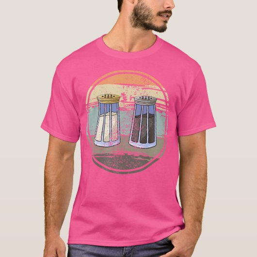 Zout shaker en peper retro zout liefhebber peper l t-shirt (Voorkant)