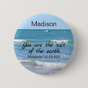 Zout van de aarde Foto van Ocean Bible Verse Ronde Button 5,7 Cm