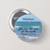 Zout van de aarde Foto van Ocean Bible Verse Ronde Button 5,7 Cm (Voorkant /achterkant)