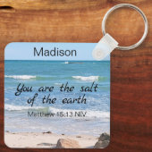 Zout van de aarde Foto van Ocean Bible Verse Sleutelhanger (Achterkant)