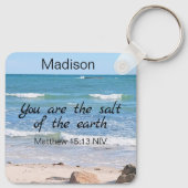 Zout van de aarde Foto van Ocean Bible Verse Sleutelhanger (Achterkant)