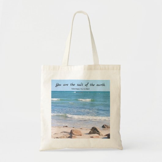 Zout van de aarde Foto van Ocean Bible Verse Tote Bag (Voorkant)