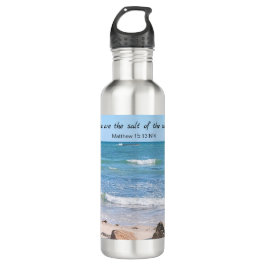 Zout van de aarde Foto van Ocean Bible Verse Waterfles