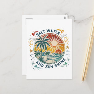Zout Water en Zonneschijn Vintage Tropisch Strand Briefkaart
