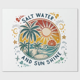 Zout Water en Zonneschijn Vintage Tropisch Strand Cadeaupapier