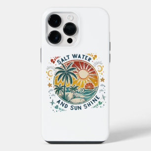 Zout Water en Zonneschijn Vintage Tropisch Strand iPhone 14 Pro Max Hoesje