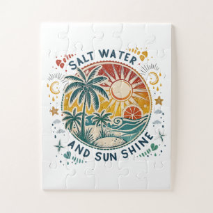Zout Water en Zonneschijn Vintage Tropisch Strand Legpuzzel