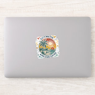 Zout Water en Zonneschijn Vintage Tropisch Strand Sticker