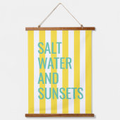 Zout water en Zonsondergangen geel Cabana streep Hangend Wandkleed (Voorkant)