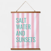 Zout water en Zonsondergangen Roze Cabana Stripe Hangend Wandkleed (Voorkant)