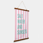 Zout water en Zonsondergangen Roze Cabana Stripe Hangend Wandkleed (Gebogen)