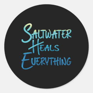 Zout water geneest alles strand vakantie vibes ronde sticker