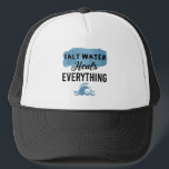 Zout water heelt alles beestjes trucker pet<br><div class="desc">Zout water heelt alles wat bedekt is met vloerbedekking met blauw Zee golven oceaancitaten zomervakantie grappige hemel voor vrouwelijke Mannen en Kinderen</div>