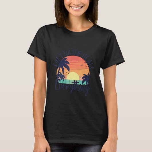 Zout water verwarmt alles Retro  zonsondergang B T-shirt (Voorkant)
