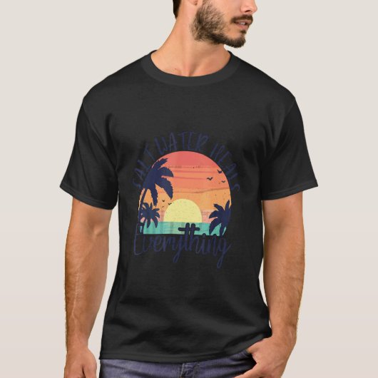 Zout water verwarmt alles Retro zonsondergang B T-shirt (Voorkant)