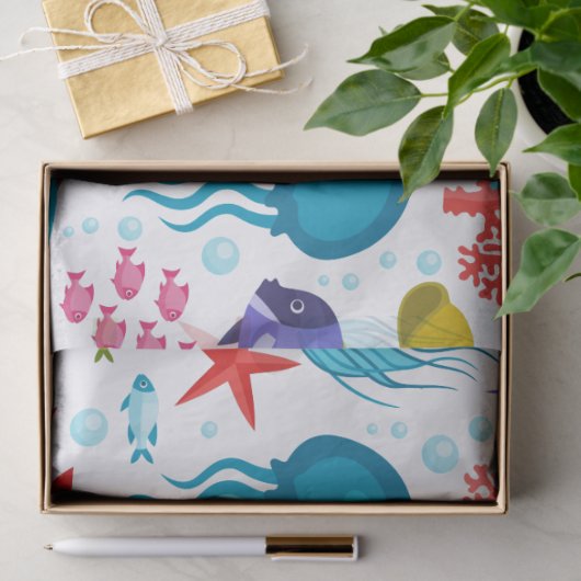 Zout water zeedieren en levensbeschrijving tissuepapier (Geschenk)