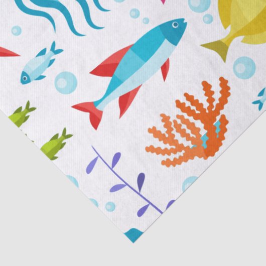 Zout water zeedieren en levensbeschrijving tissuepapier (Detail)