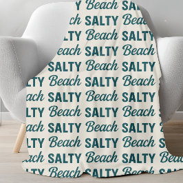 Zout Zand en Turquoise Grafische Kustdecoratie Fleece Deken