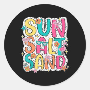 Zout Zand Grappig Strand Palm Tree Zomervakantie Ronde Sticker