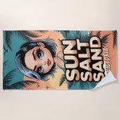 Zout Zand Zomer Vibe Strand Palmbomen Vogels Strandlaken (Voorkant)