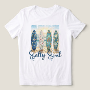 Zout Ziel Boho Bloemige Surfplanken Zonsondergang Tri-Blend Shirt