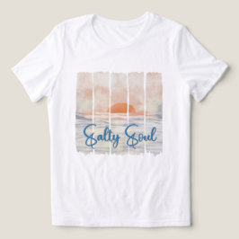 Zout Ziel Retro Aquarel Oceaan Zonsondergang Stran Tri-Blend Shirt